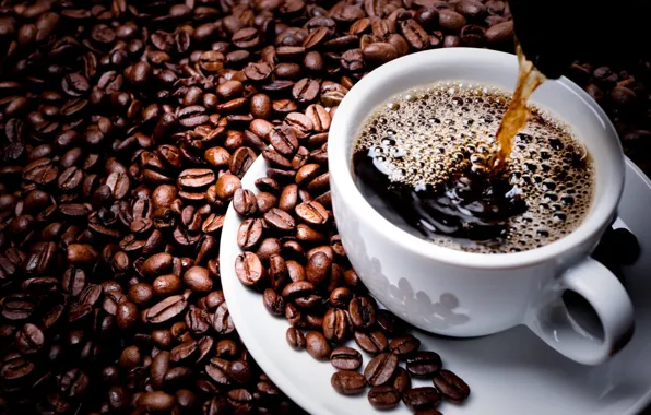 Table, black, coffee, mug, Cup, drink, placer, a lot