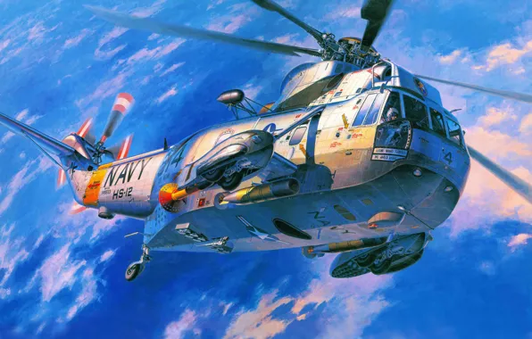 Art, helicopter, Sikorsky, Sikorsky, Navy, Sea, transport, anti-submarine
