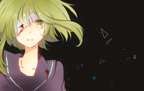 Girl, blood, tears, art, headband, vocaloid, Vocaloid, gumi