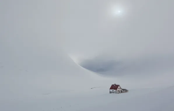 Picture snow, landscape, mountains, house
