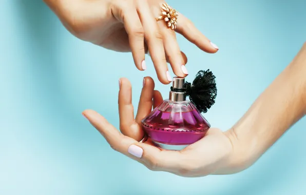Spirit, hands, ring, bottle, manicure, hand, perfume, perfume