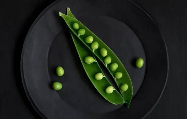 The dark background, peas, green peas