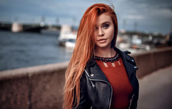 Look, jacket, red, redhead, long hair, Hakan Erenler, Dana Bounty