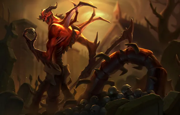 Skull, the demon, horns, hon, art, Heroes of Newerth, Mephisto Myrmidon, Myrmidon