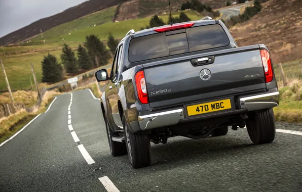 Picture road, Mercedes-Benz, pickup, feed, 2017, X-Class, dark gray, UK-version