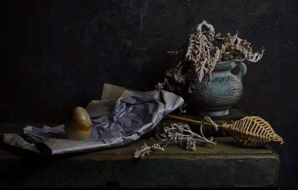 Paper, the dark background, wall, stone, Board, plant, egg, bouquet