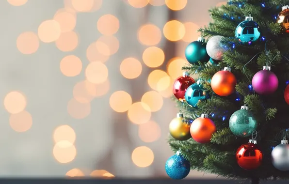 Decoration, balls, tree, colorful, New Year, Christmas, new year, Christmas