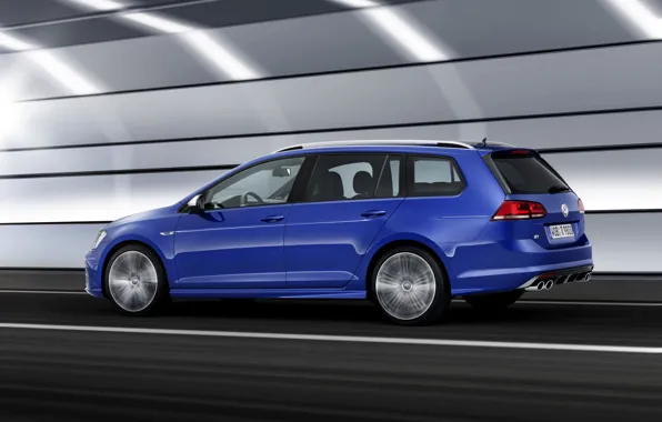Picture blue, movement, Volkswagen, universal, 2014, Golf R Estate