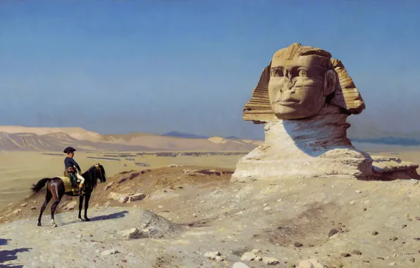 Picture picture, Egypt, history, genre, Jean-Leon Gerome, Bonaparte before the Sphinx, Oedipus