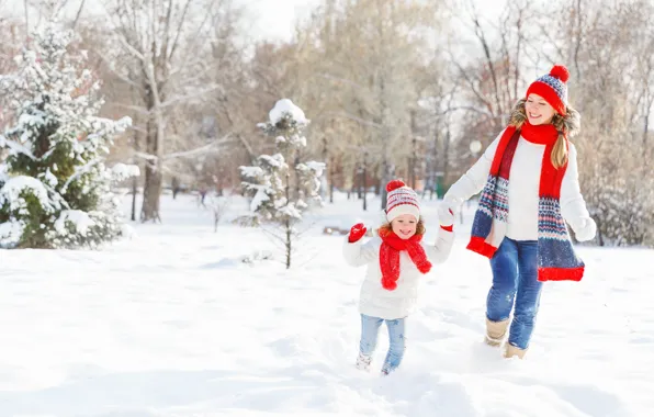 Winter, snow, girls