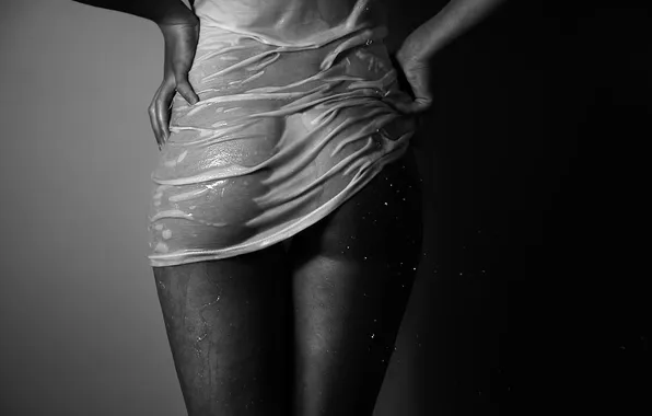 Erotic, ass, ass, girl, drops, wet, black and white