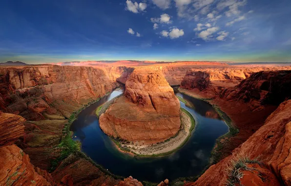 The sky, river, the evening, canyon