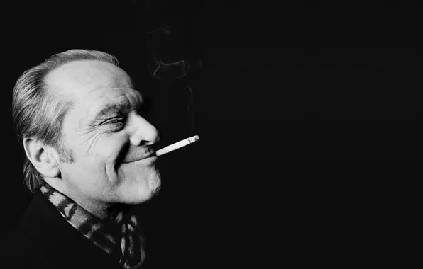Cigarette, Jack Nicholson, grin, writer, filmmaker, American actor, John Joseph (Jack) Nicholson