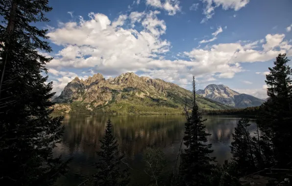 Mountains, lake, Wyoming, Jenny Lake, Teton National Park