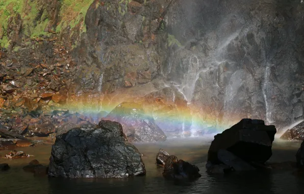 Picture Waterfall, Rocks, Stones, Rainbow, Rainbow, Nature, Waterfall, Malaysia