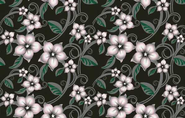 Flowers, green, background, pattern, texture, pink