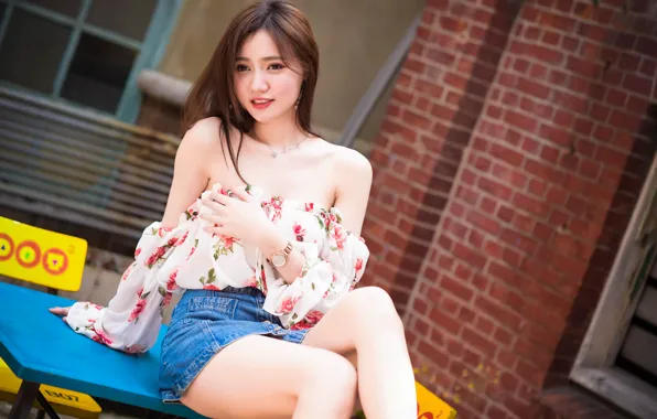 Picture summer, Oriental girl, face, hair