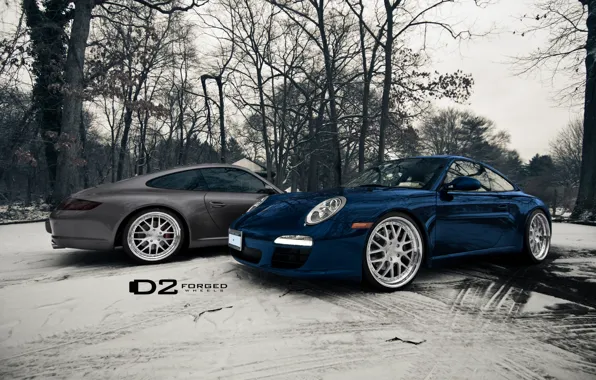 Picture winter, blue, beautiful, 2 porche