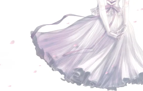The wind, hands, petals, gloves, Bow, the fluffy skirt