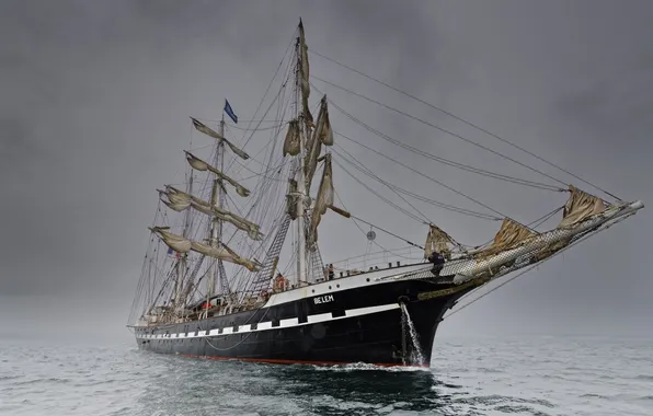 The ocean, ship, mast, Belem