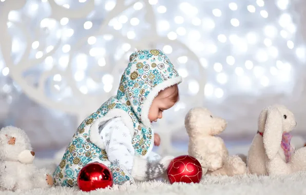 Picture light, lights, holiday, toy, child, baby, rabbits, happy