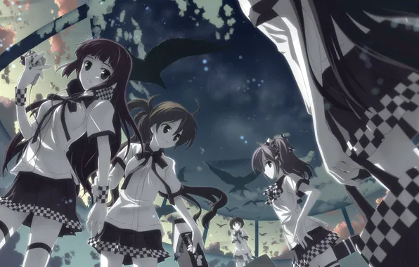 The sky, cell, crows, form, chess, Schoolgirls