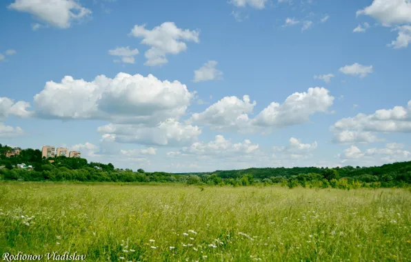 Picture grass, clouds, trees, home, Kaluga, Kaluga, Vladislav Rodionov, Vladislav Rodionov