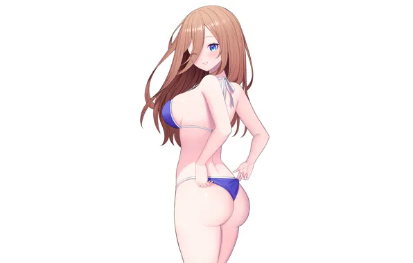 Girl, sexy, ass, cleavage, long hair, brown hair, boobs, anime