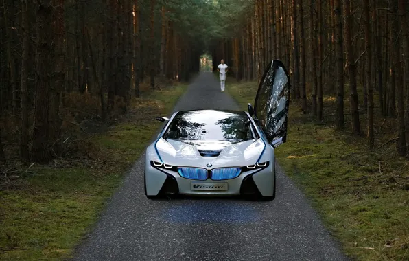 Picture forest, girl, Wallpaper, bmw, BMW, pine, prototype, wallpapers