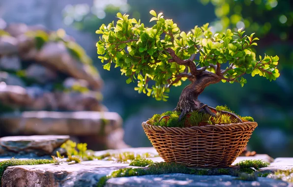 Trees, nature, plants, bonsai, AI art