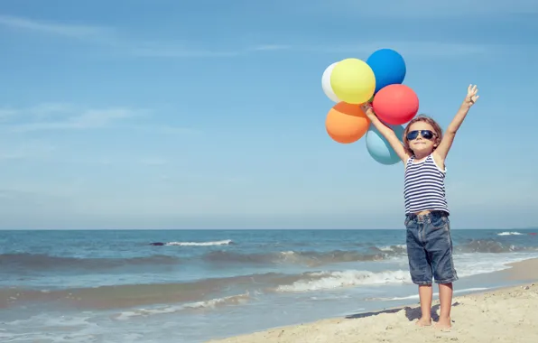 Sand, sea, summer, the sky, balls, child, summer, air