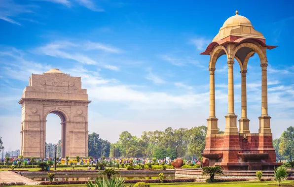 Picture indian, door, gate, famous, india, junction, delhi, gateway