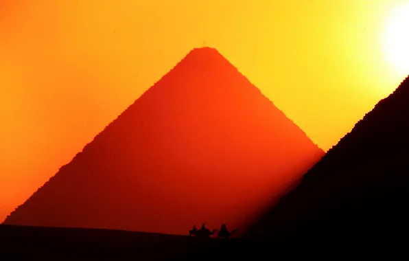 Giza, glow, Egypt, pyramid, caravan