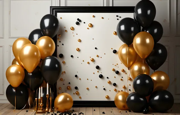 Balls, balloons, wall, holiday, balls, Board, frame, Shine
