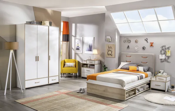 Design, style, interior, bedroom, the room of the student