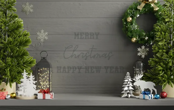 Toys, texture, Christmas, lantern, New year, wreath, figures, Christmas decorations