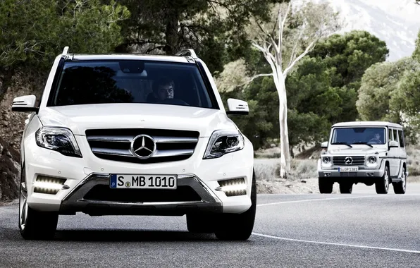Picture road, white, Mercedes-Benz, jeep, SUV, Mercedes, GLK, and