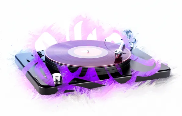 Picture style, music, mood, white background, modern gramophone