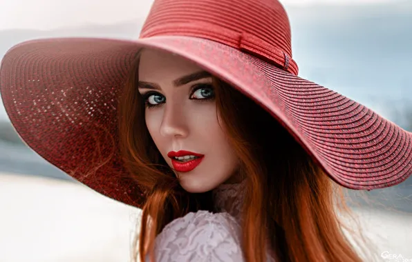 Picture look, red, face, girl, George Chernyadev, lady, portrait, beauty