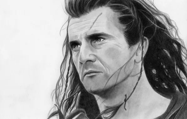 Face, figure, hero, Mel Gibson, Brave heart