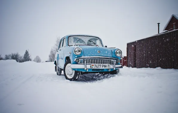 Machine, snow, Moskvich 407