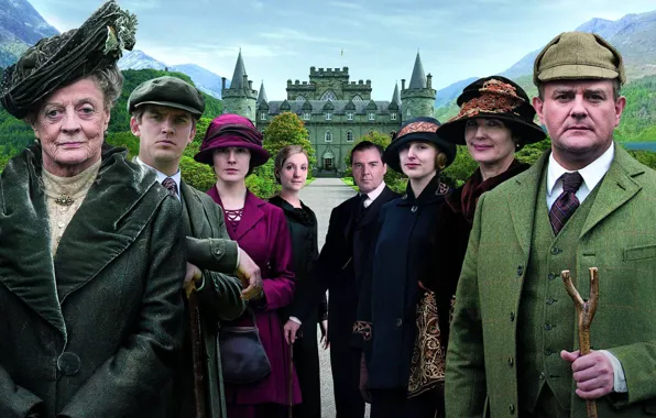Picture collage, actor, the series, drama, characters, Downton Abbey