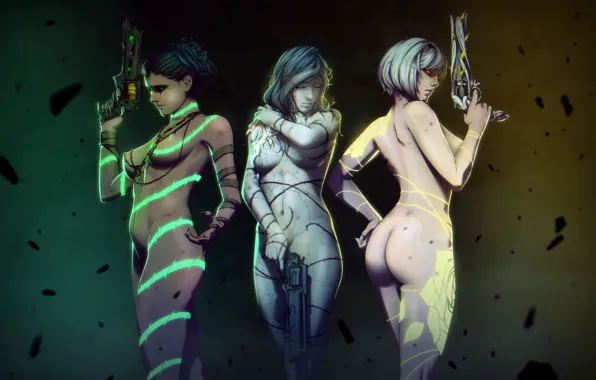 Girl, Ass, Girls, Chest, The game, Gun, Girl, Weapons