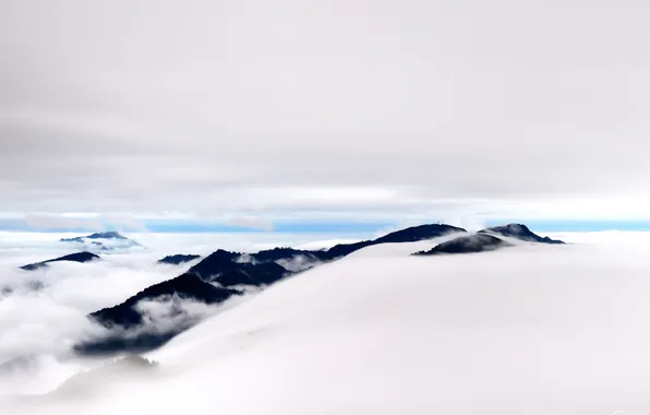 Picture clouds, mountains, hills, tops, height