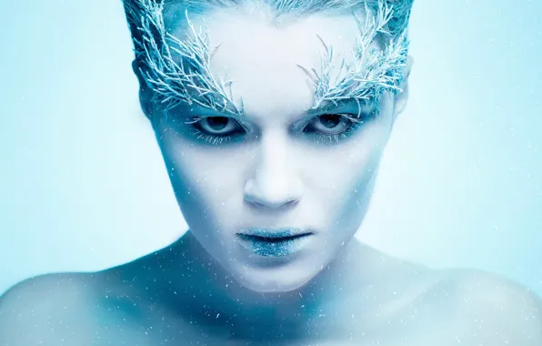Frost, snow, portrait, Ice Queen