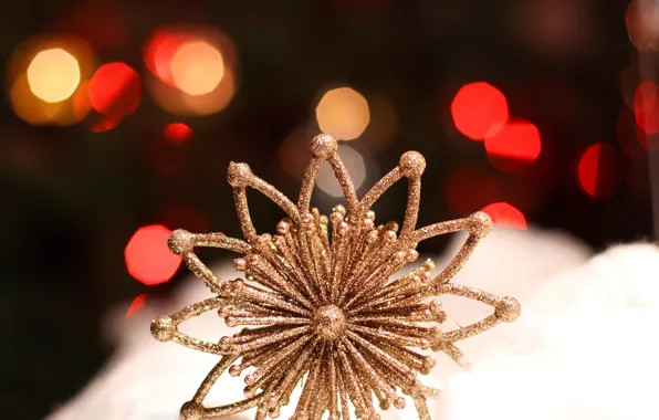 Snow, toy, Shine, Christmas, New year, snowflake, bokeh, Christmas decorations