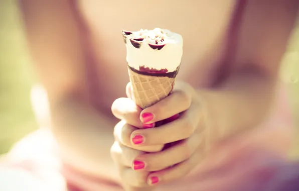 Hands, ice cream, dessert