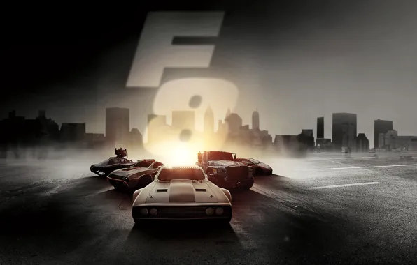 Picture light, the city, cars, Thriller, action, poster, crime, The Fate of the Furious