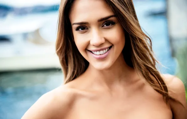 Picture girl, face, smile, Jessica Alba, actress, Jessica Alba, brown hair