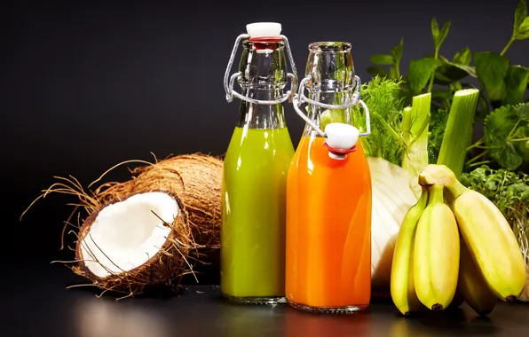 Picture drink, coconut, juice, mint, bananas